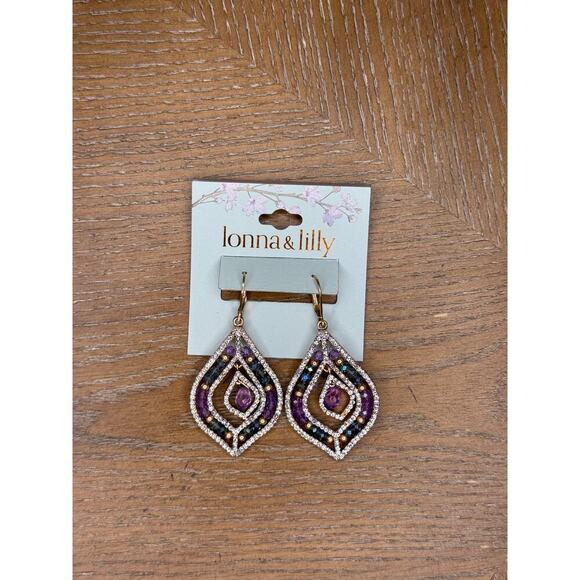 lonna & lilly Jewelry - Lonna & Lilly Teardrop Dangle Earrings Gold Multicolor Crystal Statement Boho
